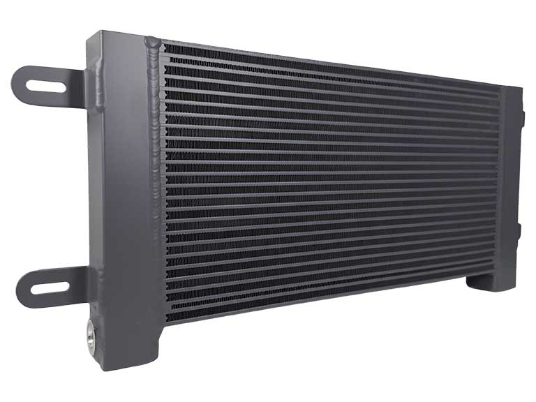 1962-1969 Lincoln Continental, GM LS Swap, Polished Radiator, 3-Row, with external Trans cooler, 6 AN, direct fit AC Condenser mounts, Shroud, dual 12'' Fans, ORB, Inlet and outlet.