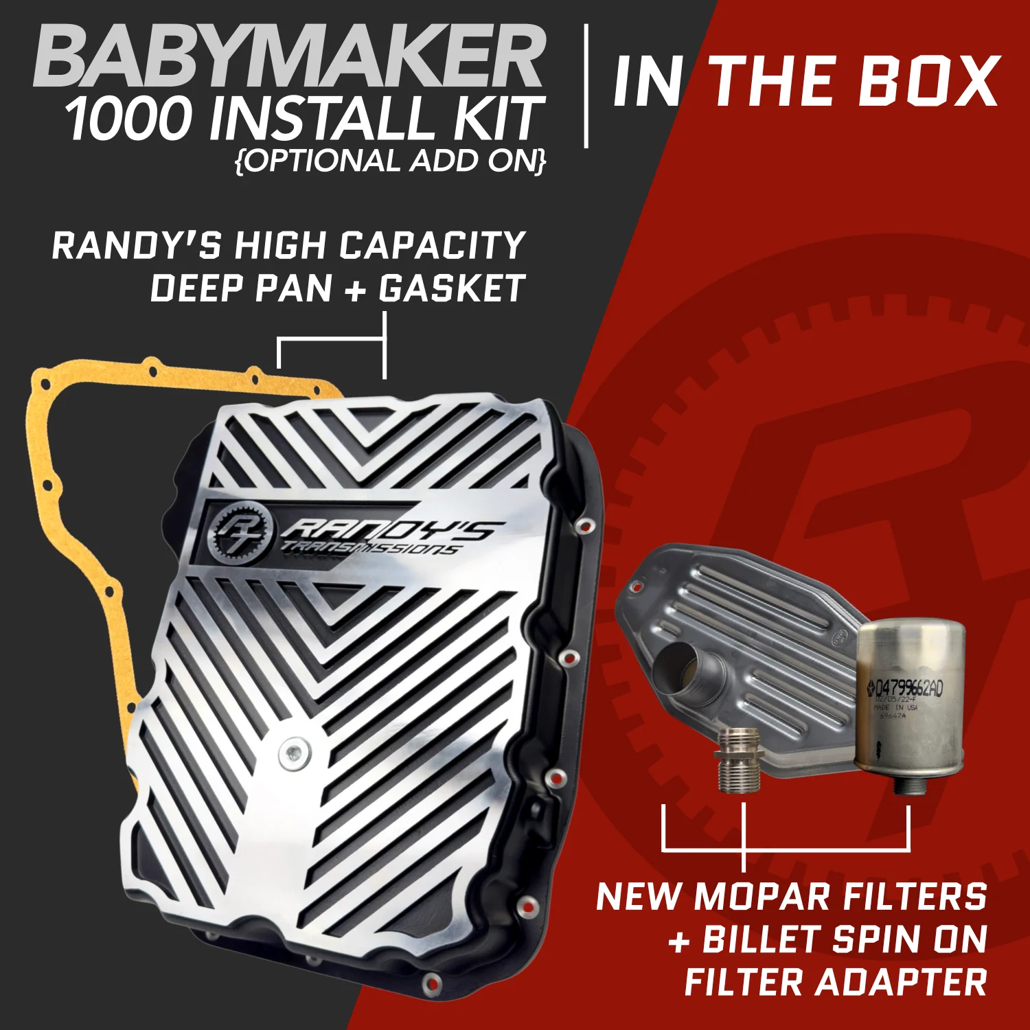 2007 - 2018 68RFE BILLET VALVEBODY KIT (INCLDS SOL PACK, PAN, FILTERS) aka "BABY MAKER 1000 KIT" 68RFE-C101