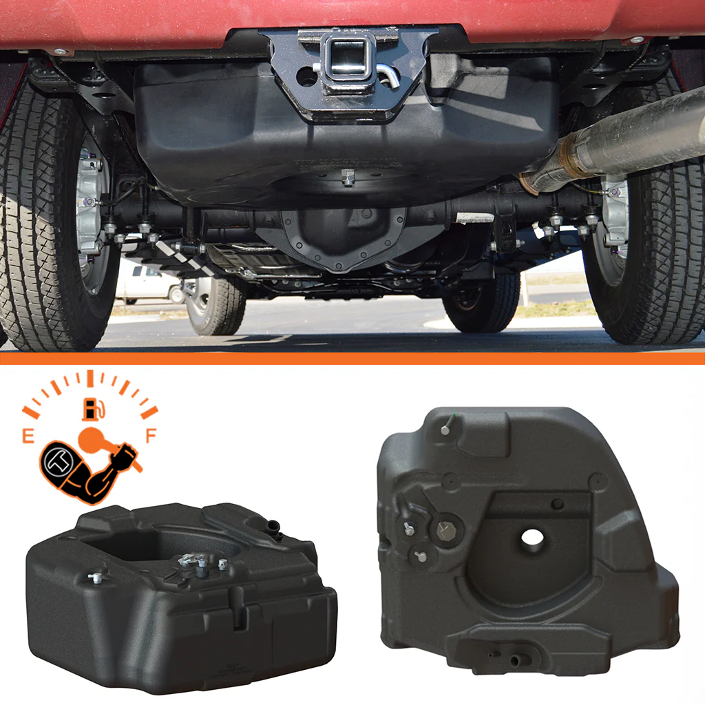 30 Gallons Fuel Tank. Complete Spare Tire Auxiliary Fuel System (STAFS™) for 2500 and 3500 Pickup Models with Duramax Engines.
For model years 2001 – 2010
