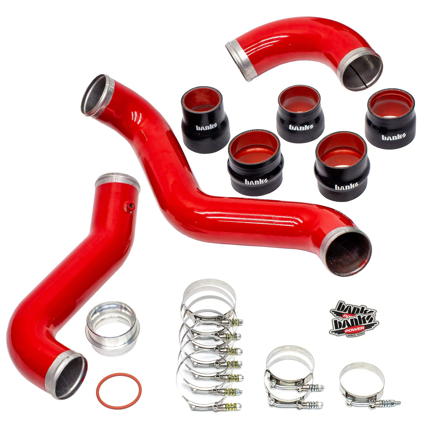 Boost Tube Upgrade Kit Red Powder Coated (Set) for 17-19 Chevy/GMC 2500/3500 6.6L Duramax L5P Banks Power 25999 - Image 2
