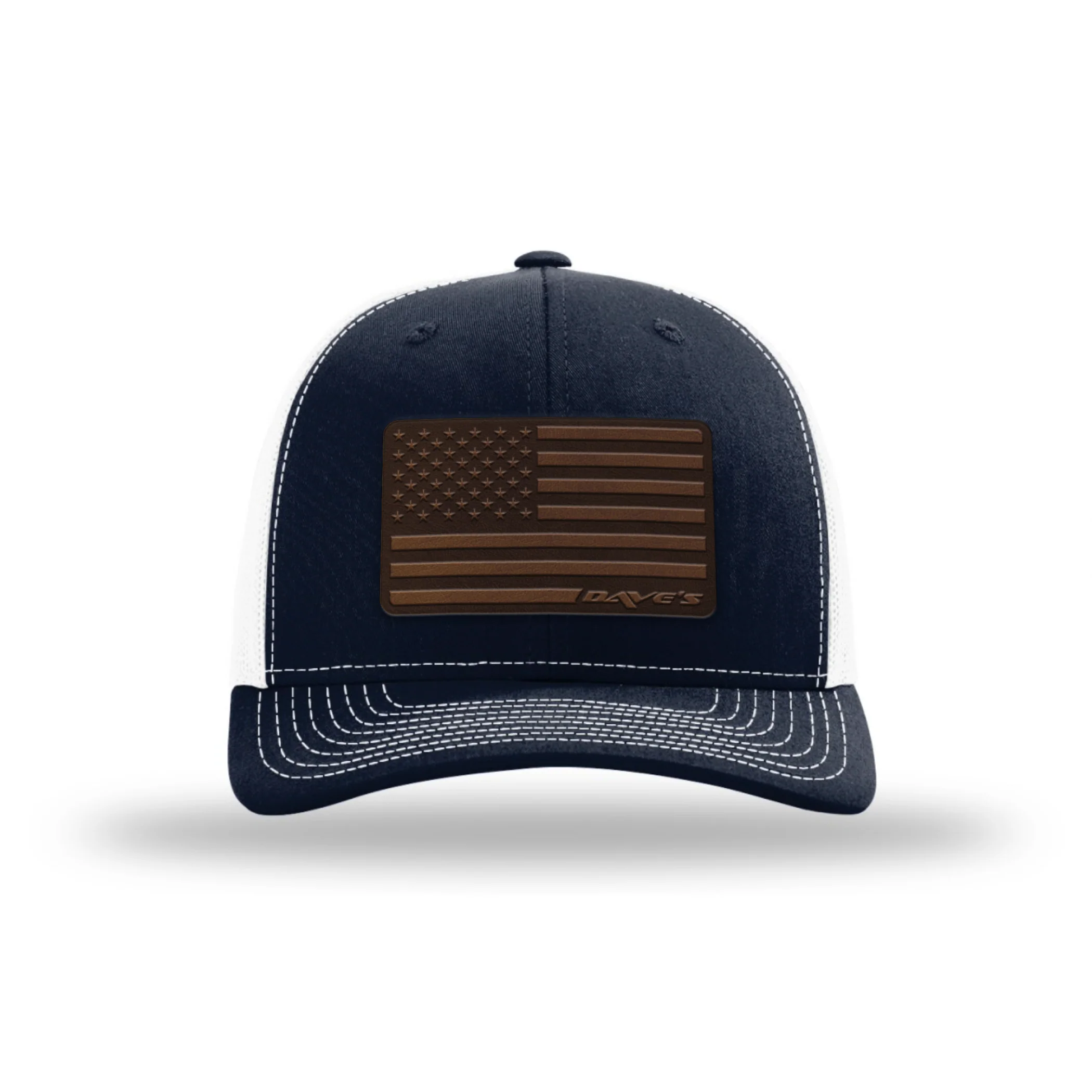 Daves Leather Patch Flag Trucker Hat - Image 3