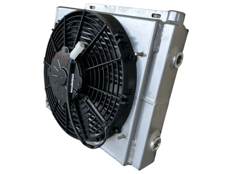 Fluidyne Bar Plate 612/613 Series Engine Oil Coolers 15 Inches x 11.75 Inches - 30613 Series Oil Cooler 15 x 11.75 x 4.75 Inches , 0.5 Inches NPT fittings Dual Pass W 11 Inches Spal Fan