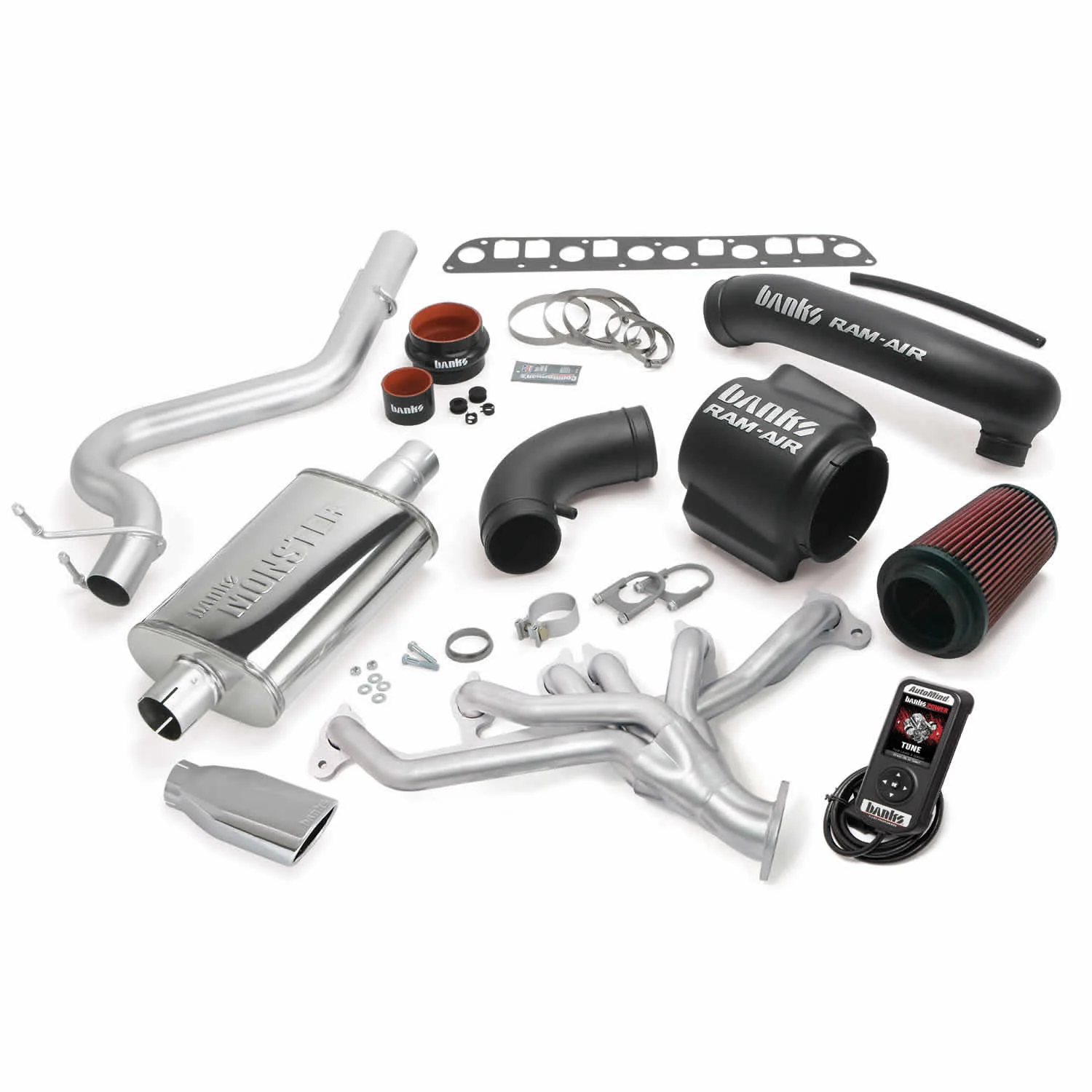 PowerPack Bundle Complete Power System W/AutoMind Programmer Chrome Tip 98-99 Jeep 4.0L Wrangler TJ Banks Power 51331
